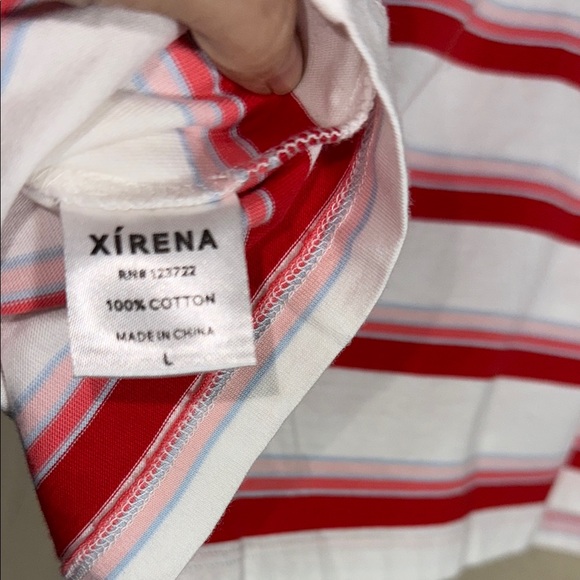 Xirena striped pocket short sleeve Paulina tee in popsicle size large. - Picture 6 of 6
